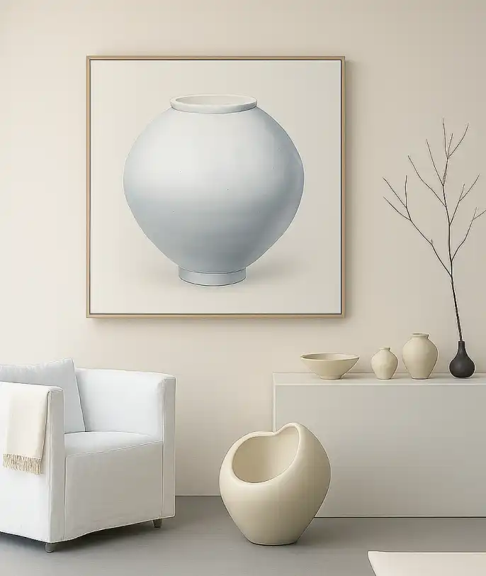 복을 담아 한껏 배가 오른 달항아리