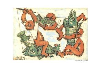 물고기와 노는 세 어린이, 1950년대