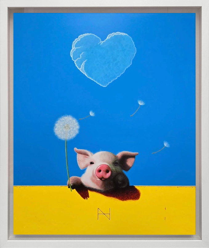 Olivia over the Wall (Heart cloud, Yellow wall)